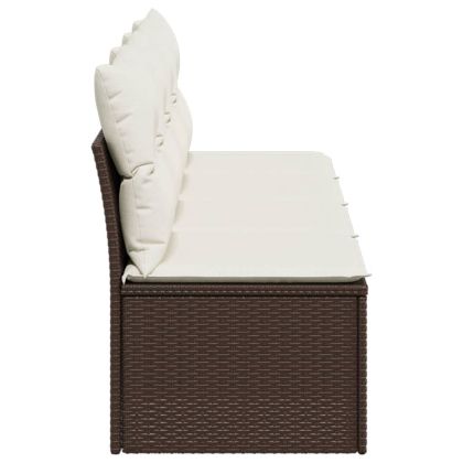 Градински диван с възглавници 4-местен кафяв полиратан