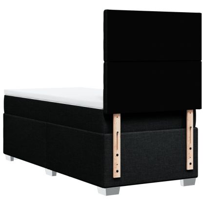 Боксспринг легло с матрак, черно, 90x200 см, плат