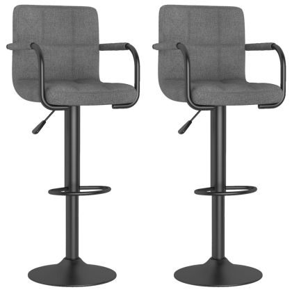 Бар табуретки, 2 бр, светлосиви, текстил