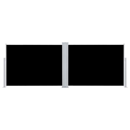 Прибираща се странична тента, черна, 120x1000 см