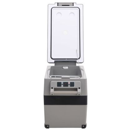 Хладилна кутия с дръжка черно и сиво 35 л PP и PE