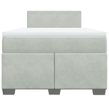 Боксспринг легло с матрак, светлосива, 120x190 см, кадифе