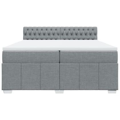 Боксспринг легло с матрак, светлосиво, 200x200 см, плат