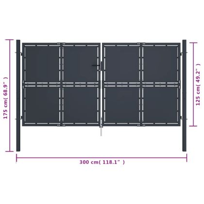 Градинска порта от стомана 300x125 см, антрацит