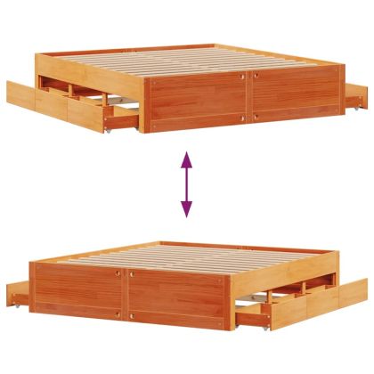 Рамка за легло без матрак, с чекмеджета, 180x200 см, бор масив