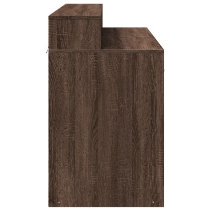 Бюро с LED осветление, Кафяв дъб, 120x55x91 см, инженерно дърво