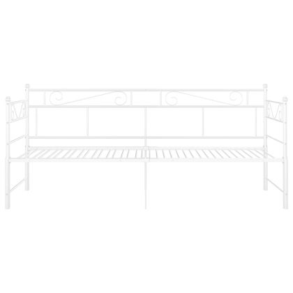 Рамка за легло, разтегателен диван, бяла, метал, 90x200 см