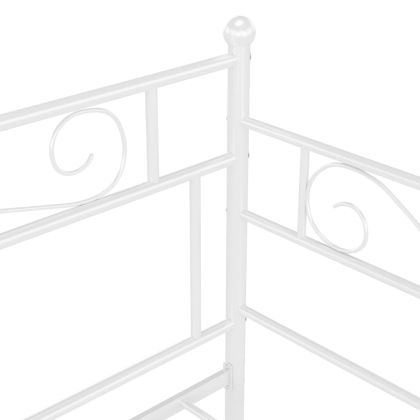 Рамка за легло, разтегателен диван, бяла, метал, 90x200 см