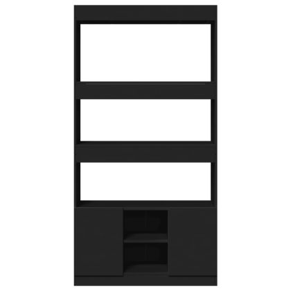 Висок шкаф, черен, 92x33x180 см, инженерно дърво