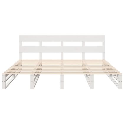Рамка за легло без матрак, бял, 200x200 см, бор масив