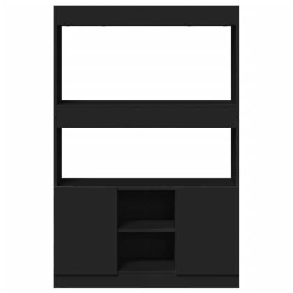 Висок шкаф, черен, 92x33x140 см, инженерно дърво