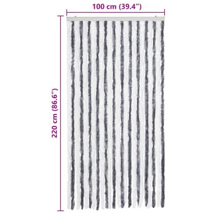 Завеса против насекоми, сиво и бяло, 100x220 см, шенил