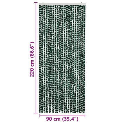 Завеса против насекоми, зелено и бяло, 90х220 см, шенил