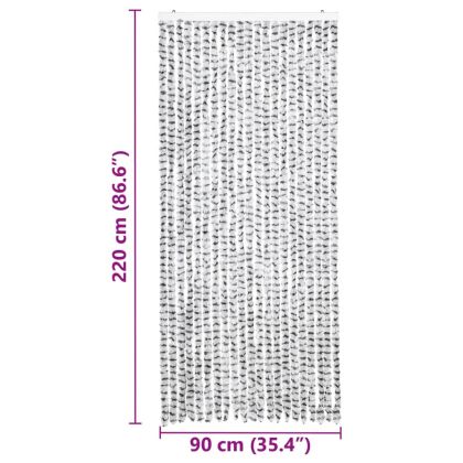 Завеса против насекоми, светло и тъмносиво, 90x220 см, шенил