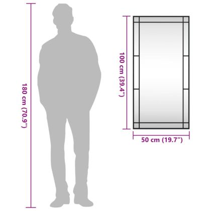Стенно огледало черно 50x100 см правоъгълно желязо