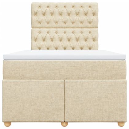 Боксспринг легло с матрак, кремаво, 120x190 см, плат