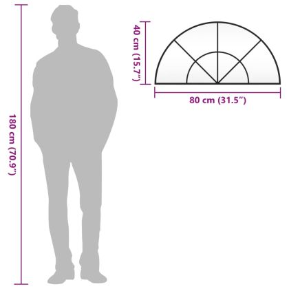 Стенно огледало, черно, 80x40 см, арка, желязо