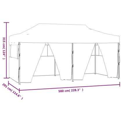 Сгъваема парти шатра с 4 странични стени 3х6 м стомана антрацит