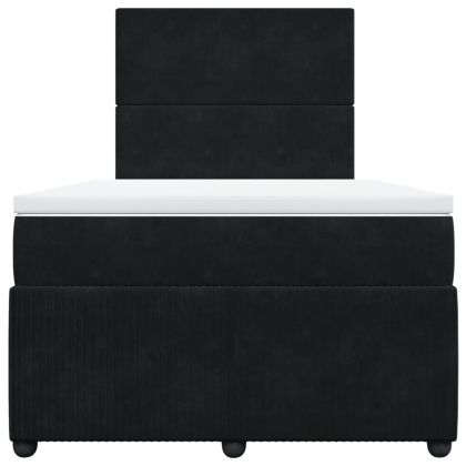 Боксспринг легло с матрак, черно, 120x190 см, кадифе