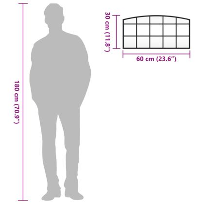 Стенно огледало, черно, 60x30 см, арка, желязо