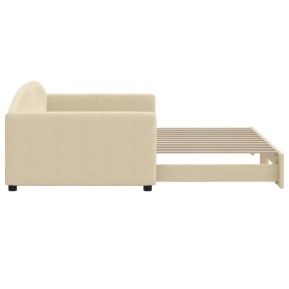 Канапе с изтеглящо разтегателно легло кремаво 100x200 см плат