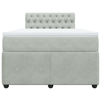 Боксспринг легло с матрак, светлосива, 120x190 см, кадифе