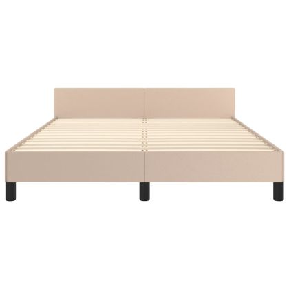 Рамка за легло с табла, капучино, 140x200 см, изкуствена кожа