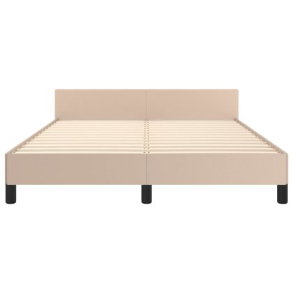 Рамка за легло с табла, капучино, 140x190 см, изкуствена кожа