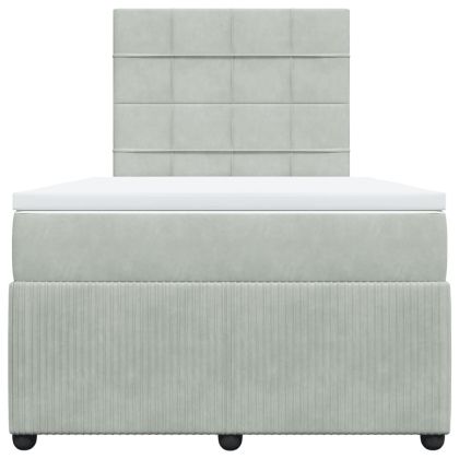 Боксспринг легло с матрак, светлосива, 120x190 см, кадифе