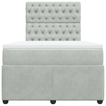 Боксспринг легло с матрак, светлосива, 120x190 см, кадифе