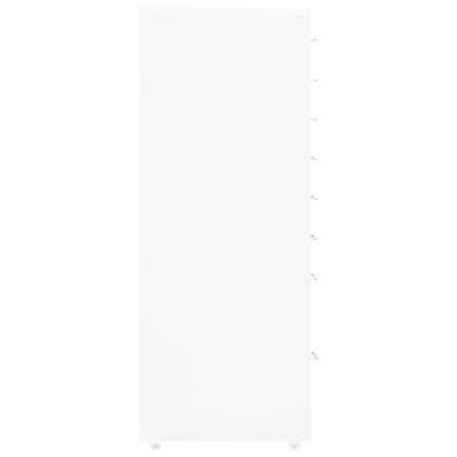 Мобилен офис шкаф, бял, 28x41x109 см, метал
