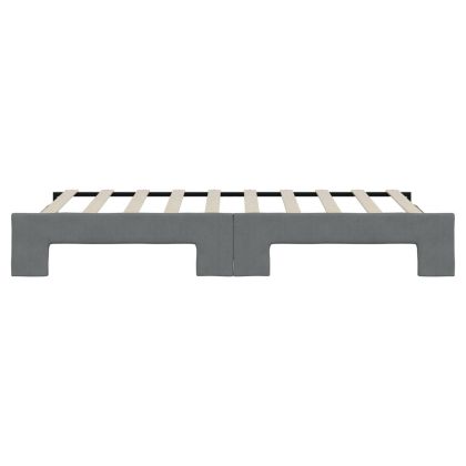 Канапе с изтеглящо разтегателно легло тъмносиво 90x190 см плат