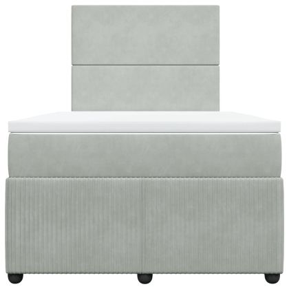 Боксспринг легло с матрак, светлосива, 120x190 см, кадифе