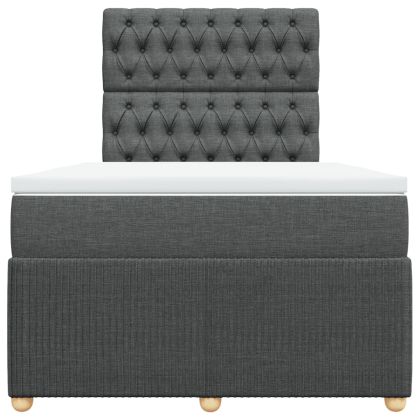 Боксспринг легло с матрак, тъмносиво, 120x190 см, плат