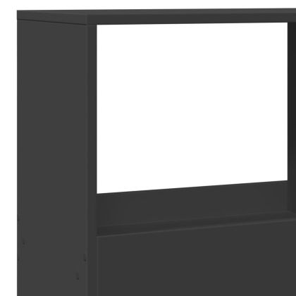 Разделител за стая, черен, 100x33x155,5 см, инженерно дърво