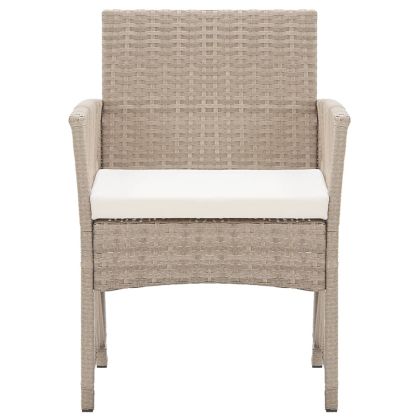 Градински кресла с възглавници, 2 бр, бежов полиратан