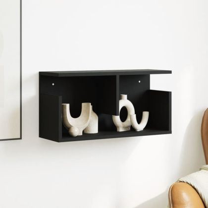 Стенен шкаф, 60x20x30 см, черен, инженерно дърво