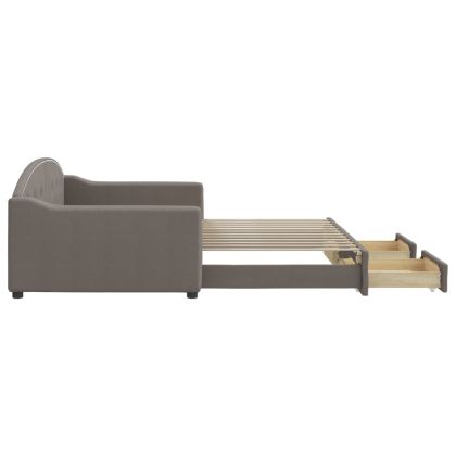 Канапе с изтеглящо легло и чекмеджета таупе 100x200 см плат