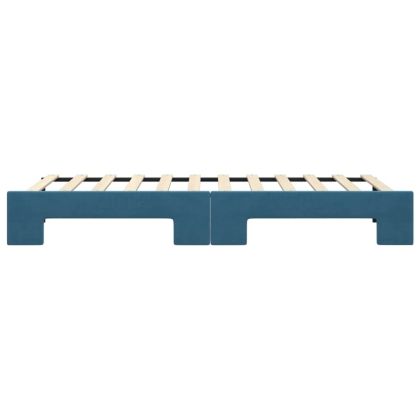 Канапе с изтеглящо разтегателно легло синьо 80x200 см кадифе