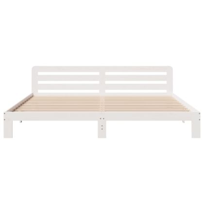 Рамка за легло без матрак, бял, 200x200 см, бор масив
