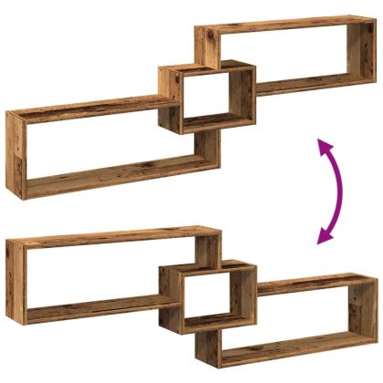 Стенен шкаф, 158x18x53 см, старо дърво, инженерно дърво