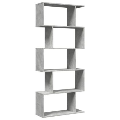 Разделител за стая / библиотека 5 нива бетонно сив 70x24x161 см