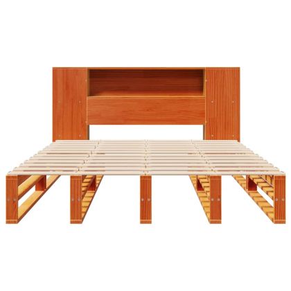 Легло с етажерка за книги, без матрак, 150x200 см, дърво масив