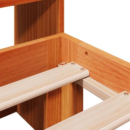 Легло с етажерка за книги, без матрак, 140x190 см, бор масив