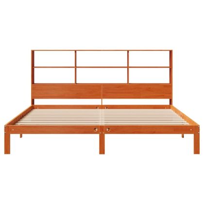 Легло с етажерка за книги, без матрак, 180x200 см, бор масив