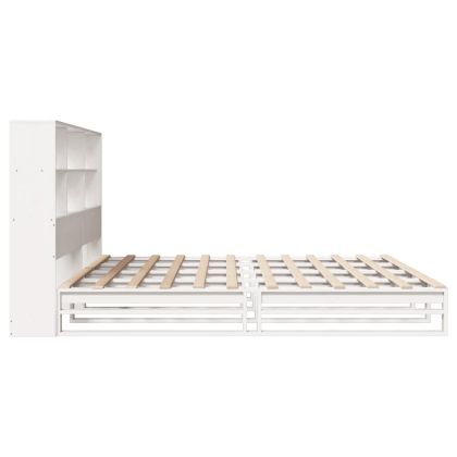 Легло с етажерка за книги, без матрак, 180x200 см, дърво масив