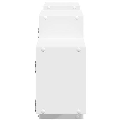 Стенен рафт, бял, 129x18x42 см, инженерно дърво