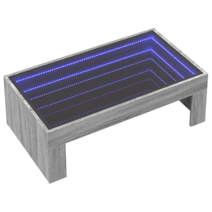 Маса за кафе с Infinity LED, сив сонома, 90x50x30 см