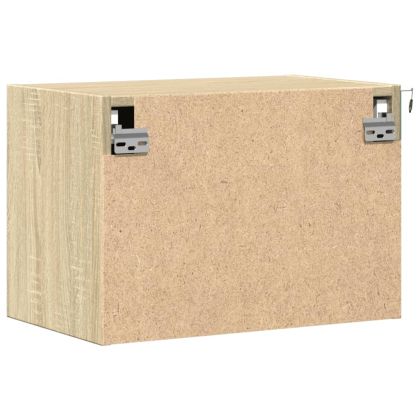 Нощни шкафчета за стена с LED осветление, 2 бр, сонома дъб