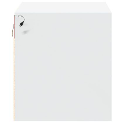 Нощно шкафче за стена с LED осветление, бяло